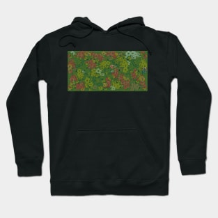 Olive Green Floral Pattern Hoodie